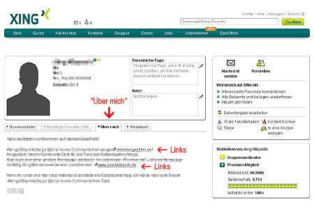 Xing-Profil "Über mich"