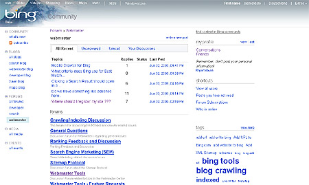 Microsoft Bing Webmaster Center Community