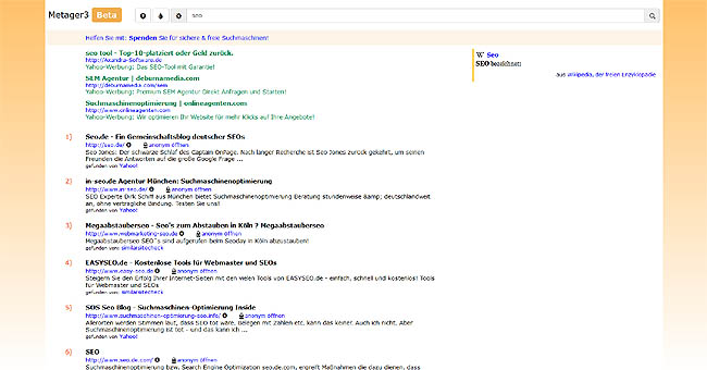 MetaGer3 Suchergebnisse